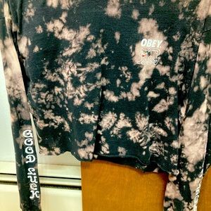 Obey Crop Top. Long sleeve. Inside out tie dye